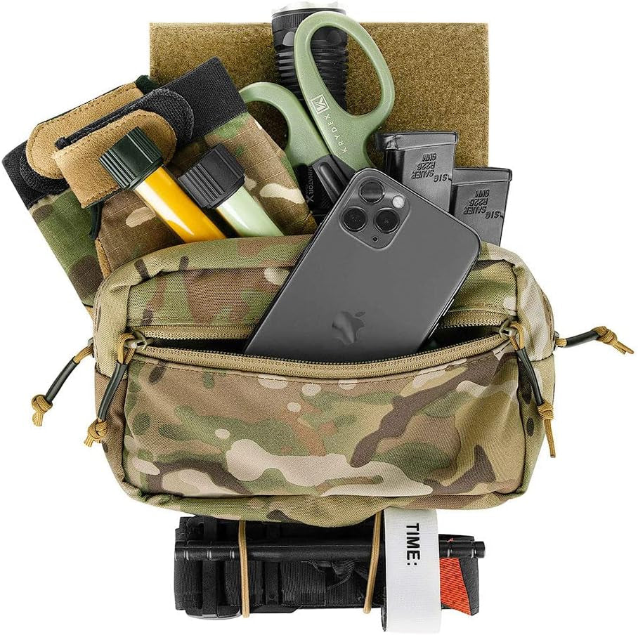 Tactical Drop Pouch Sub Abdominal Carrying Kit Bag Fanny Pack with Hook and Loop Panel for Tactical Vest Chest Rig (Camo)