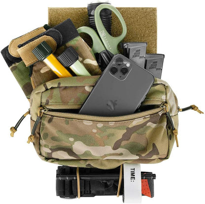 Tactical Drop Pouch Sub Abdominal Carrying Kit Bag Fanny Pack with Hook and Loop Panel for Tactical Vest Chest Rig (Camo)