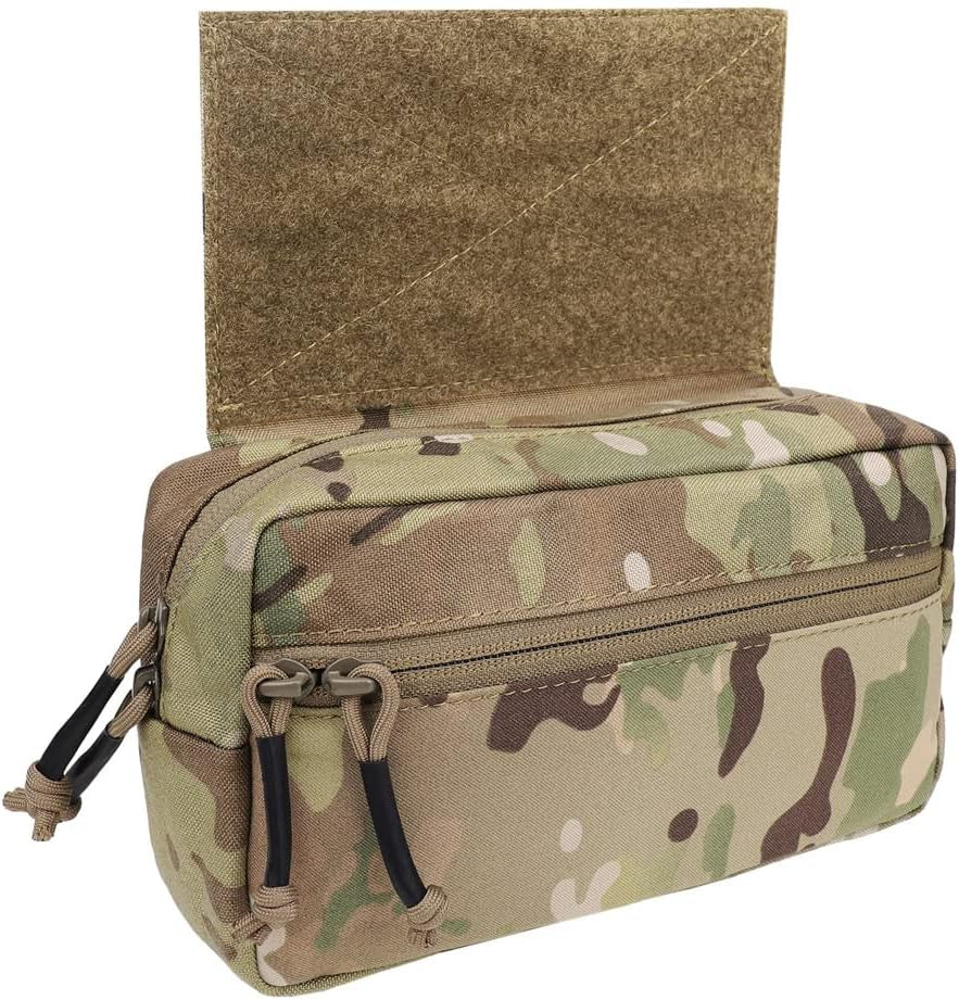 Tactical Drop Pouch Sub Abdominal Carrying Kit Bag Fanny Pack with Hook and Loop Panel for Tactical Vest Chest Rig (Camo)