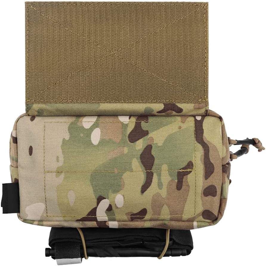 Tactical Drop Pouch Sub Abdominal Carrying Kit Bag Fanny Pack with Hook and Loop Panel for Tactical Vest Chest Rig (Camo)