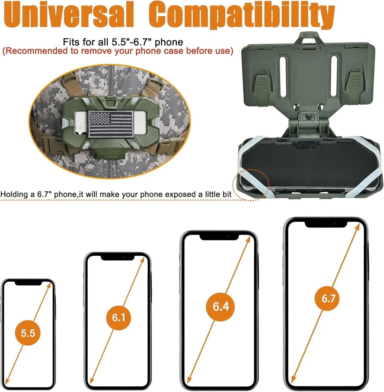 Tactical MOLLE Phone Holder, Folding Navigation Board, Cellphone Hold Gear, Airsoft Hunting Vest Accessories